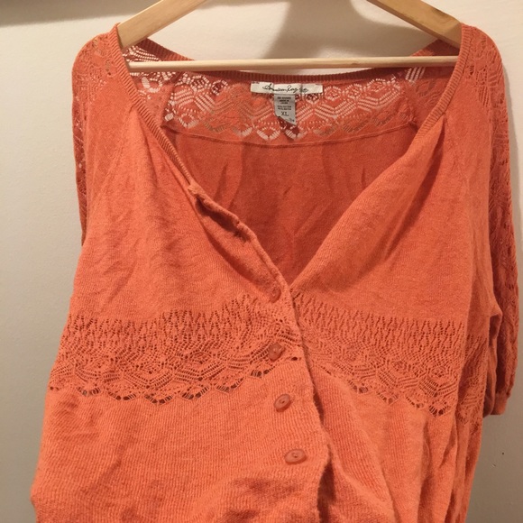 Intricate Lace Orange Cardigan - Picture 6 of 6